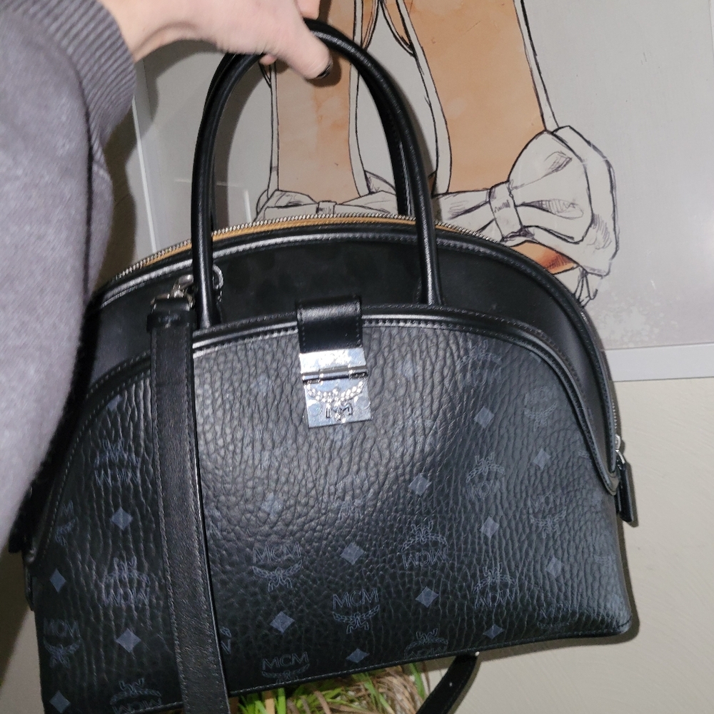MCM Large Tracy Tote Visetos leather satchel crossbody bag - Picture 3 of 12
